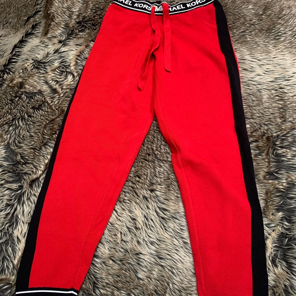 Michael Kors Logo Tape Stretch Viscose ribbed Joggers Size XS